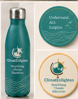 ClimatEnlighten bottle and badges concept